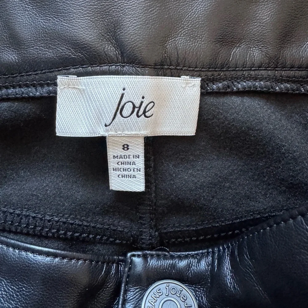 NWT Women's Joie Black Straight Trouser Pant Classic Style Vegan Leather Size 8